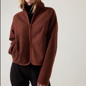 Athleta Stroll Fleece Zip Up Mahogany Jacket - Large